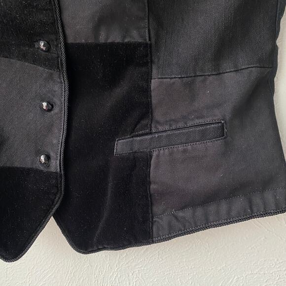 Lauren Ralph Lauren Black Velvet Denim Patchwork Vest Womens Size L - Picture 4 of 11